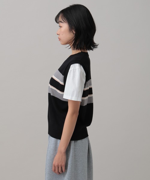 3.3 Field Trip (3.3フィールドトリップ)の「3.3 Field Trip/ボーダーベスト付きTシャツ(Tシャツ/カットソー・レディース・ブラック/グレー/ホワイト・FREE)」の17枚目の写真