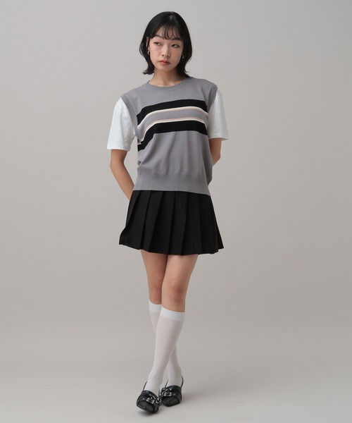3.3 Field Trip (3.3フィールドトリップ)の「3.3 Field Trip/ボーダーベスト付きTシャツ(Tシャツ/カットソー・レディース・ブラック/グレー/ホワイト・FREE)」の19枚目の写真