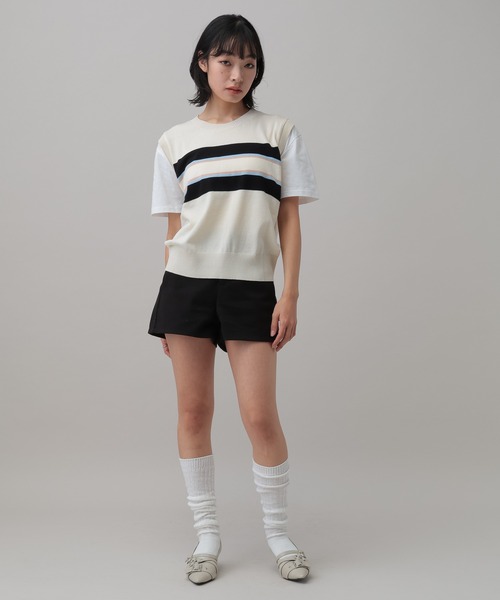 3.3 Field Trip (3.3フィールドトリップ)の「3.3 Field Trip/ボーダーベスト付きTシャツ(Tシャツ/カットソー・レディース・ブラック/グレー/ホワイト・FREE)」の10枚目の写真