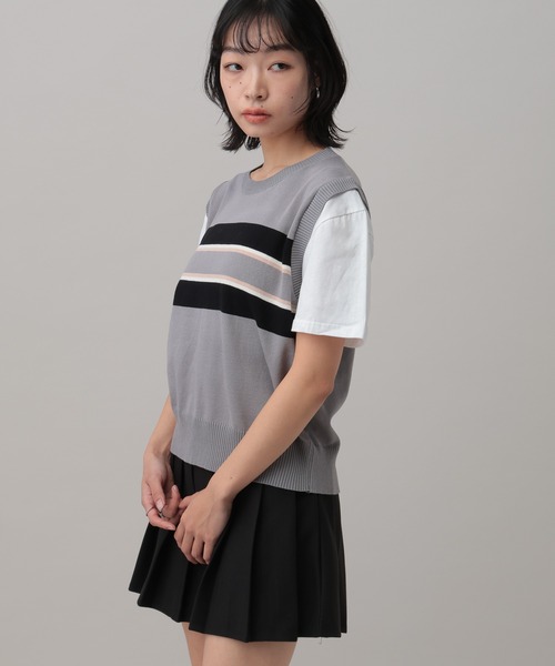 3.3 Field Trip (3.3フィールドトリップ)の「3.3 Field Trip/ボーダーベスト付きTシャツ(Tシャツ/カットソー・レディース・ブラック/グレー/ホワイト・FREE)」の13枚目の写真