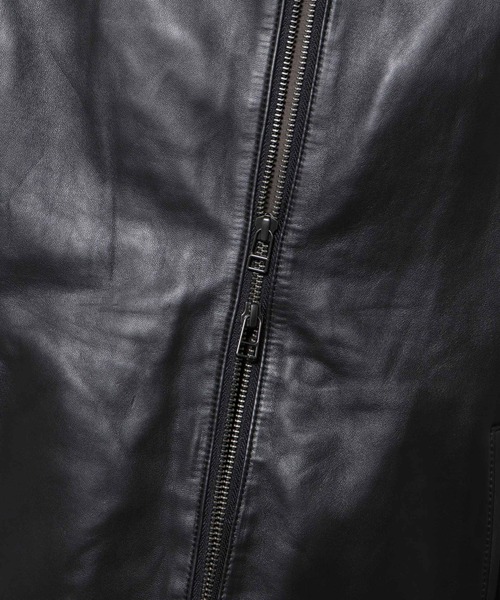 NANO universe（ナノユニバース）の「バンドカラーレザーシングルライダースジャケット（ライダースジャケット・メンズ・ブラック・S/M/L/XL）」の16枚目の写真