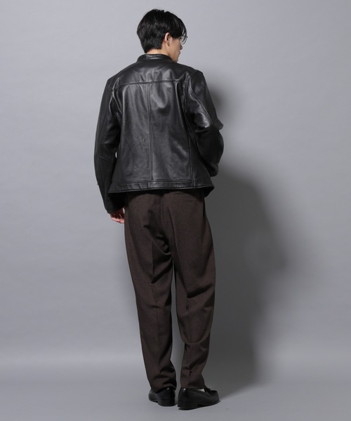 NANO universe（ナノユニバース）の「バンドカラーレザーシングルライダースジャケット（ライダースジャケット・メンズ・ブラック・S/M/L/XL）」の8枚目の写真