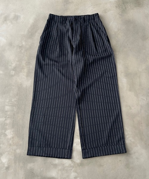 MandO（Auntie Rosa）（エムオー）の「ストライプ&無地ベイカータックパンツ/ワイドストレートパンツ（スラックス・メンズ・ブラウン/ブラック系その他/グレー系その他/ブラック・LARGE/MEDIUM/SMALL）」の10枚目の写真