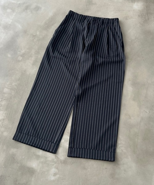 MandO（Auntie Rosa）（エムオー）の「ストライプ&無地ベイカータックパンツ/ワイドストレートパンツ（スラックス・メンズ・ブラウン/ブラック系その他/グレー系その他/ブラック・LARGE/MEDIUM/SMALL）」の11枚目の写真