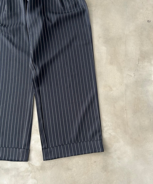 MandO（Auntie Rosa）（エムオー）の「ストライプ&無地ベイカータックパンツ/ワイドストレートパンツ（スラックス・メンズ・ブラウン/ブラック系その他/グレー系その他/ブラック・LARGE/MEDIUM/SMALL）」の12枚目の写真
