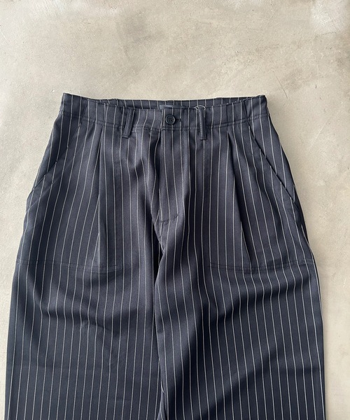 MandO（Auntie Rosa）（エムオー）の「ストライプ&無地ベイカータックパンツ/ワイドストレートパンツ（スラックス・メンズ・ブラウン/ブラック系その他/グレー系その他/ブラック・LARGE/MEDIUM/SMALL）」の13枚目の写真