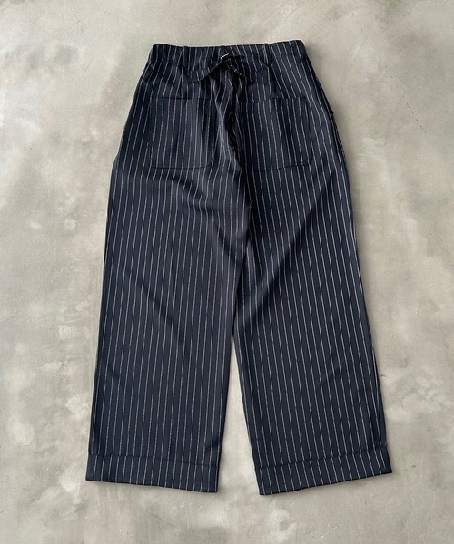 MandO（Auntie Rosa）（エムオー）の「ストライプ&無地ベイカータックパンツ/ワイドストレートパンツ（スラックス・メンズ・ブラウン/ブラック系その他/グレー系その他/ブラック・LARGE/MEDIUM/SMALL）」の14枚目の写真