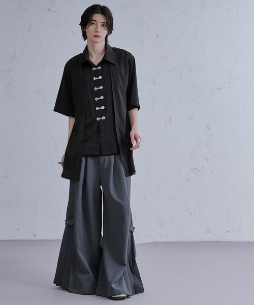 Ellno Loset（エルノロゼット）の「レイヤードメタルチャイナシャツ（シャツ/ブラウス・メンズ・ブラック/ブルーグレー/オフホワイト・SMALL/MEDIUM/LARGE）」の10枚目の写真