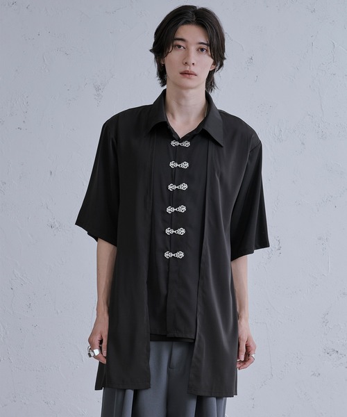 Ellno Loset（エルノロゼット）の「レイヤードメタルチャイナシャツ（シャツ/ブラウス・メンズ・ブラック/ブルーグレー/オフホワイト・SMALL/MEDIUM/LARGE）」の6枚目の写真