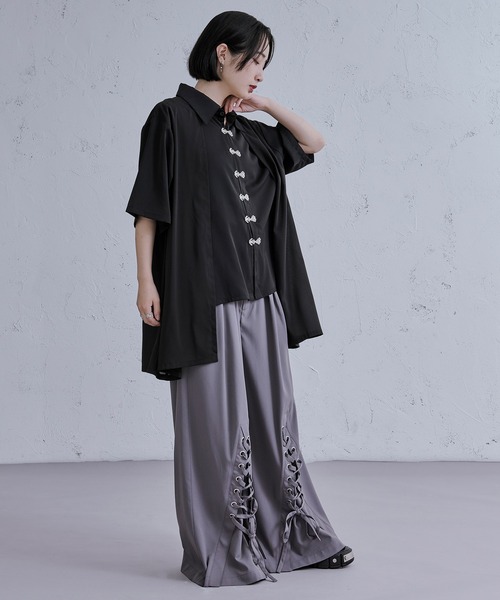 Ellno Loset（エルノロゼット）の「レイヤードメタルチャイナシャツ（シャツ/ブラウス・メンズ・ブラック/ブルーグレー/オフホワイト・SMALL/MEDIUM/LARGE）」の18枚目の写真