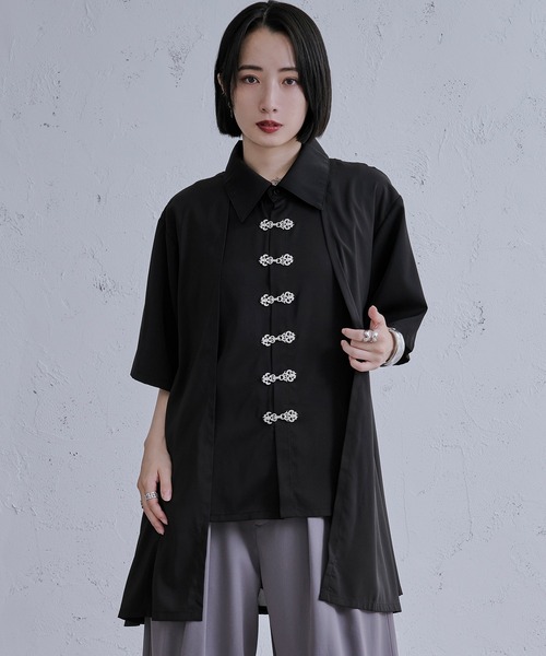 Ellno Loset（エルノロゼット）の「レイヤードメタルチャイナシャツ（シャツ/ブラウス・メンズ・ブラック/ブルーグレー/オフホワイト・SMALL/MEDIUM/LARGE）」の14枚目の写真