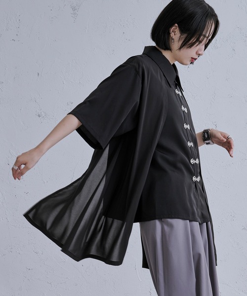 Ellno Loset（エルノロゼット）の「レイヤードメタルチャイナシャツ（シャツ/ブラウス・メンズ・ブラック/ブルーグレー/オフホワイト・SMALL/MEDIUM/LARGE）」の15枚目の写真