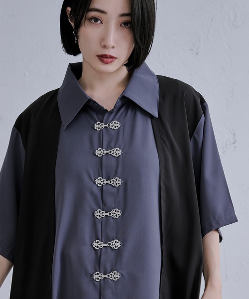 Ellno Loset（エルノロゼット）の「レイヤードメタルチャイナシャツ（シャツ/ブラウス・メンズ・ブラック/ブルーグレー/オフホワイト・SMALL/MEDIUM/LARGE）」の19枚目の写真