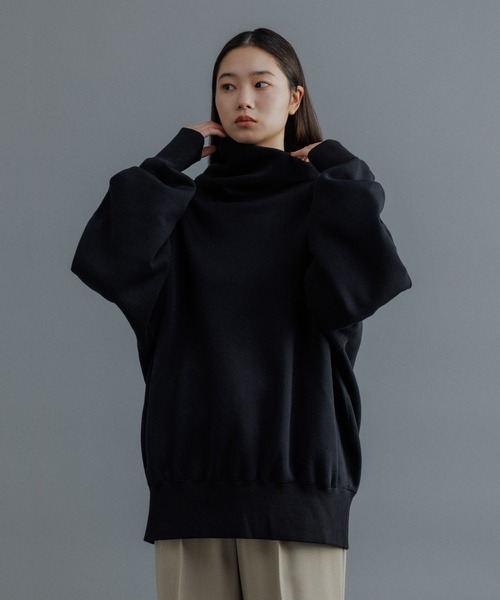 WEB限定】ボリュームスリーブ 裏起毛 スウェット オフタートルネック