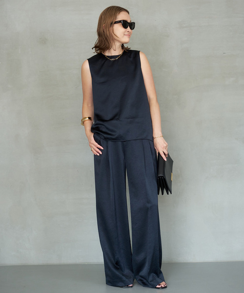 Deuxieme Classe(ドゥーズィエムクラス)の「Minimal Satin ブラウス(シャツ/ブラウス・レディース・ホワイト/ネイビー・FREE)」の13枚目の写真