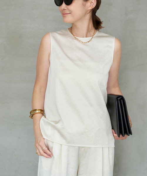 Deuxieme Classe(ドゥーズィエムクラス)の「Minimal Satin ブラウス(シャツ/ブラウス・レディース・ホワイト/ネイビー・FREE)」の14枚目の写真