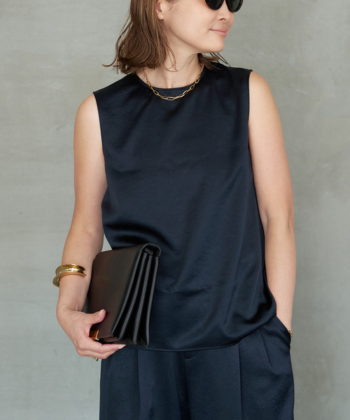 Deuxieme Classe(ドゥーズィエムクラス)の「Minimal Satin ブラウス(シャツ/ブラウス・レディース・ホワイト/ネイビー・FREE)」の20枚目の写真