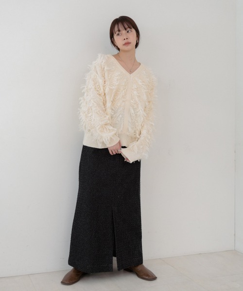 Bab(バブ)の「前後2WAYシャギーニットトップス(ニット/セーター・レディース・グリーン/A/アイボリー/チャコールグレー・FREE)」の10枚目の写真