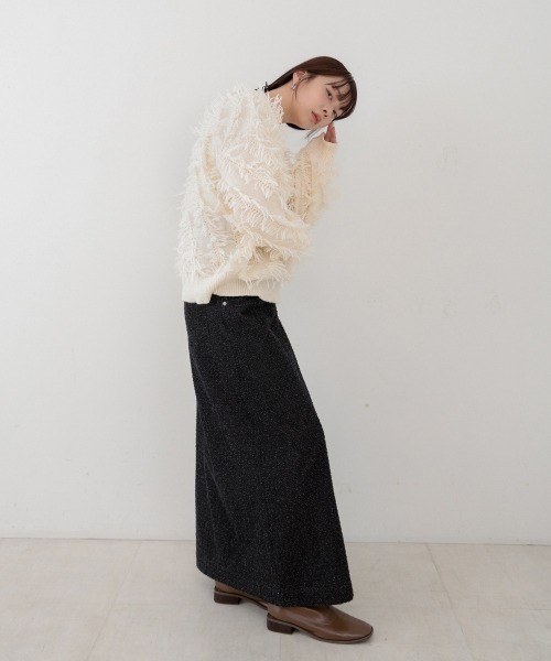 Bab(バブ)の「前後2WAYシャギーニットトップス(ニット/セーター・レディース・グリーン/A/アイボリー/チャコールグレー・FREE)」の13枚目の写真