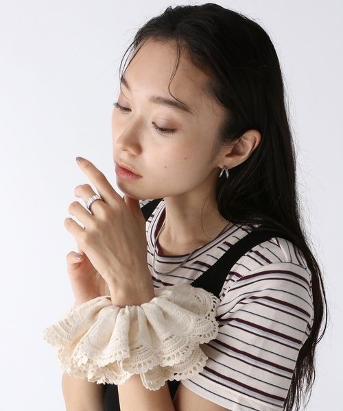 JEANASIS（ジーナシス）の「ボリュームレースシュシュ/577846（シュシュ・レディース・ブラック/アイボリー・FREE）」の5枚目の写真