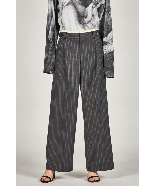 PRANK PROJECT（プランクプロジェクト）の「ウーステッドセンタープレスワイドパンツ / Worsted Center Press Wide Pants（スラックス・レディース・ブラック/チャコールグレー/グレー・38/36）」の3枚目の写真