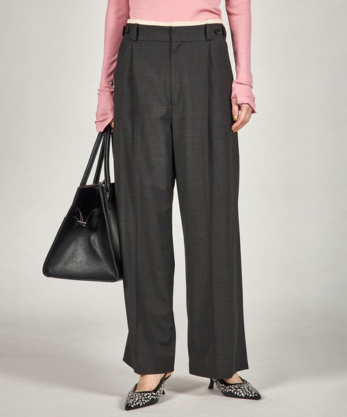 PRANK PROJECT（プランクプロジェクト）の「ウーステッドセンタープレスワイドパンツ / Worsted Center Press Wide Pants（スラックス・レディース・ブラック/チャコールグレー/グレー・38/36）」の2枚目の写真