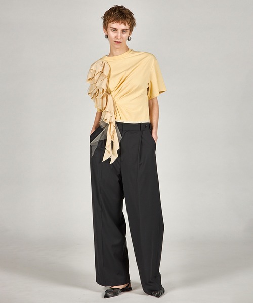 PRANK PROJECT（プランクプロジェクト）の「ウーステッドセンタープレスワイドパンツ / Worsted Center Press Wide Pants（スラックス・レディース・ブラック/チャコールグレー/グレー・38/36）」の5枚目の写真