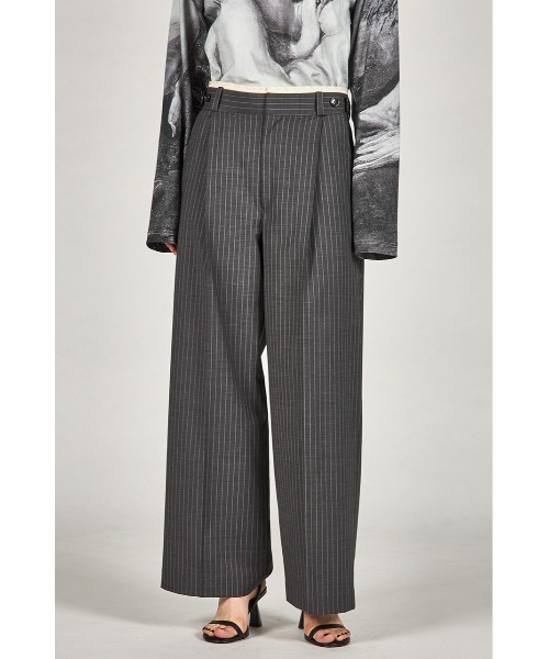 PRANK PROJECT（プランクプロジェクト）の「ウーステッドセンタープレスワイドパンツ / Worsted Center Press Wide Pants（スラックス・レディース・ブラック/チャコールグレー/グレー・38/36）」の18枚目の写真