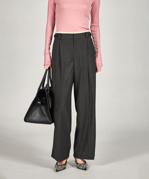 PRANK PROJECT（プランクプロジェクト）の「ウーステッドセンタープレスワイドパンツ / Worsted Center Press Wide Pants（スラックス・レディース・ブラック/チャコールグレー/グレー・38/36）」の9枚目の写真