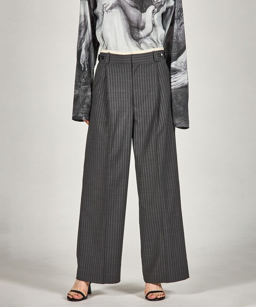 PRANK PROJECT（プランクプロジェクト）の「ウーステッドセンタープレスワイドパンツ / Worsted Center Press Wide Pants（スラックス・レディース・ブラック/チャコールグレー/グレー・38/36）」の19枚目の写真