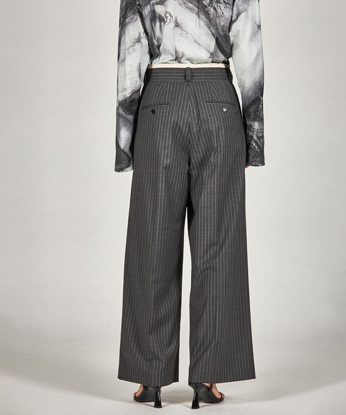 PRANK PROJECT（プランクプロジェクト）の「ウーステッドセンタープレスワイドパンツ / Worsted Center Press Wide Pants（スラックス・レディース・ブラック/チャコールグレー/グレー・38/36）」の21枚目の写真