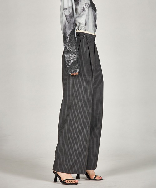 PRANK PROJECT（プランクプロジェクト）の「ウーステッドセンタープレスワイドパンツ / Worsted Center Press Wide Pants（スラックス・レディース・ブラック/チャコールグレー/グレー・38/36）」の22枚目の写真