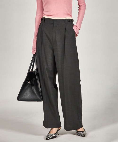 PRANK PROJECT（プランクプロジェクト）の「ウーステッドセンタープレスワイドパンツ / Worsted Center Press Wide Pants（スラックス・レディース・ブラック/チャコールグレー/グレー・38/36）」の10枚目の写真