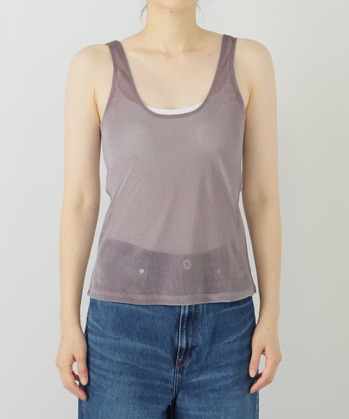 SIMONE WILD/シモーネ ワイルド】MESH VELVET TANK：タンク