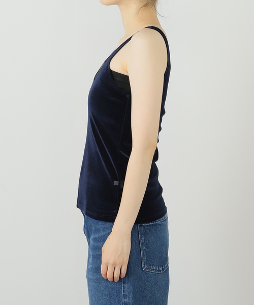 SIMONE WILD/シモーネ ワイルド】MESH VELVET TANK：タンク