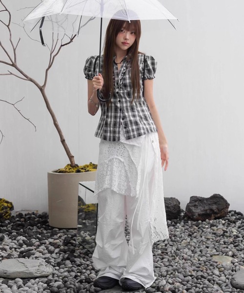 ブラウス シャツ A'GEM/9 × .kom 「.KOM/ドットケーオーエム」 チェックブラウス/ レディース A'GEM/9 × .kom 『.KOM/ドットケーオーエム』 チェック柄