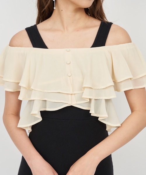 新品 PARTY シフォンブラウスドッキングニットマーメイドワンピース シフォンブラウスドッキングニットマーメイドワンピース
