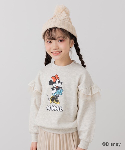 ディズニー〉ミニーマウス/肩フリル裏毛トレーナー（スウェット