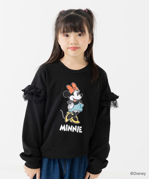 ディズニー〉ミニーマウス/肩フリル裏毛トレーナー（スウェット