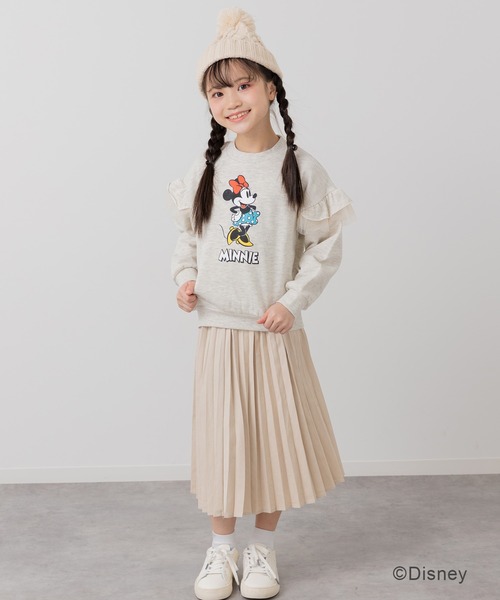 ディズニー〉ミニーマウス/肩フリル裏毛トレーナー（スウェット