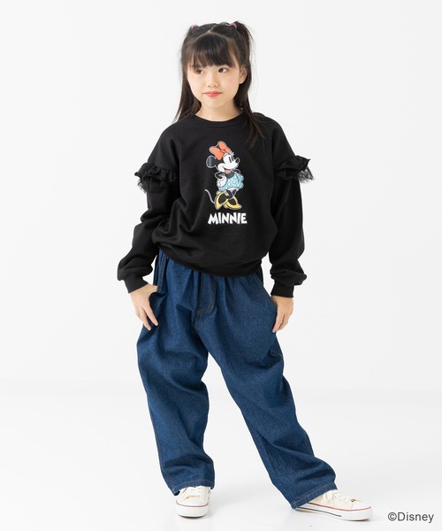 ディズニー〉ミニーマウス/肩フリル裏毛トレーナー（スウェット
