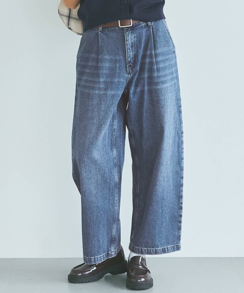 coca(coca)(コカ)の「タックデニムパンツ(デニムパンツ・レディース・ブラック/ブルー・S/M/L)」の1枚目の写真