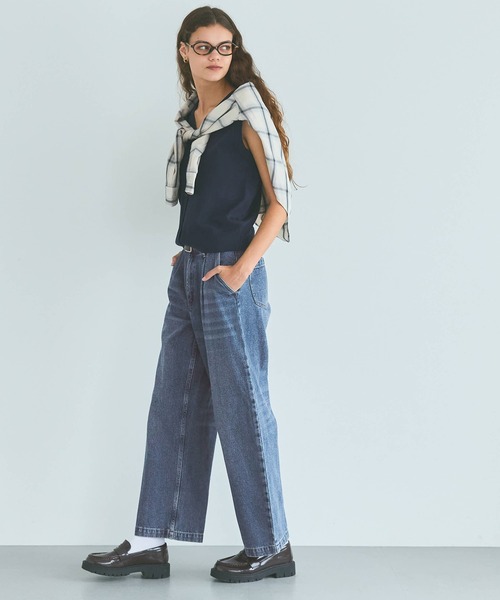 coca(coca)(コカ)の「タックデニムパンツ(デニムパンツ・レディース・ブラック/ブルー・S/M/L)」の9枚目の写真