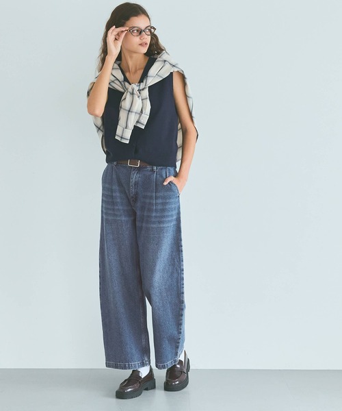 coca(coca)(コカ)の「タックデニムパンツ(デニムパンツ・レディース・ブラック/ブルー・S/M/L)」の11枚目の写真