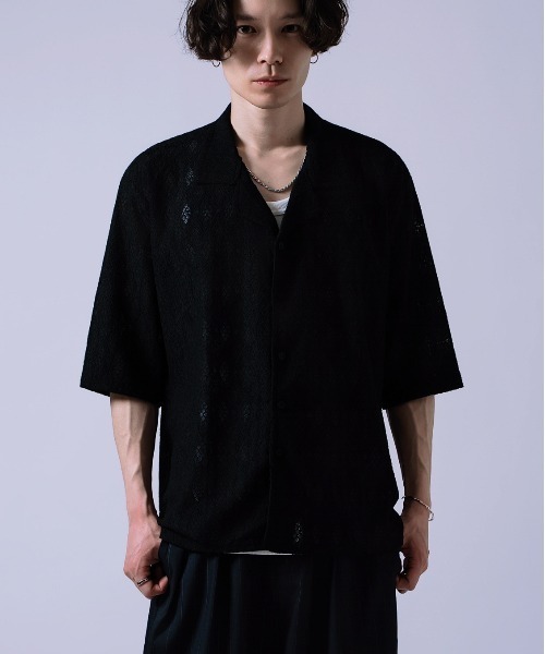Crownor(クラウノアー)の「レース編み シャツ(シャツ/ブラウス・メンズ・ブラック/ホワイト・LARGE/MEDIUM)」の8枚目の写真