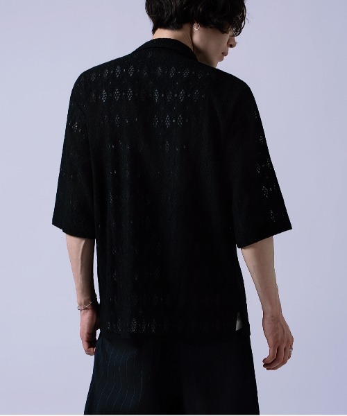 Crownor(クラウノアー)の「レース編み シャツ(シャツ/ブラウス・メンズ・ブラック/ホワイト・LARGE/MEDIUM)」の10枚目の写真