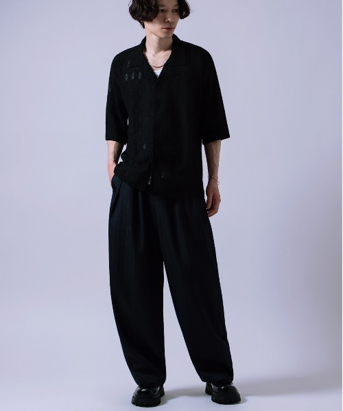 Crownor(クラウノアー)の「レース編み シャツ(シャツ/ブラウス・メンズ・ブラック/ホワイト・LARGE/MEDIUM)」の12枚目の写真
