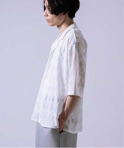 Crownor(クラウノアー)の「レース編み シャツ(シャツ/ブラウス・メンズ・ブラック/ホワイト・LARGE/MEDIUM)」の4枚目の写真