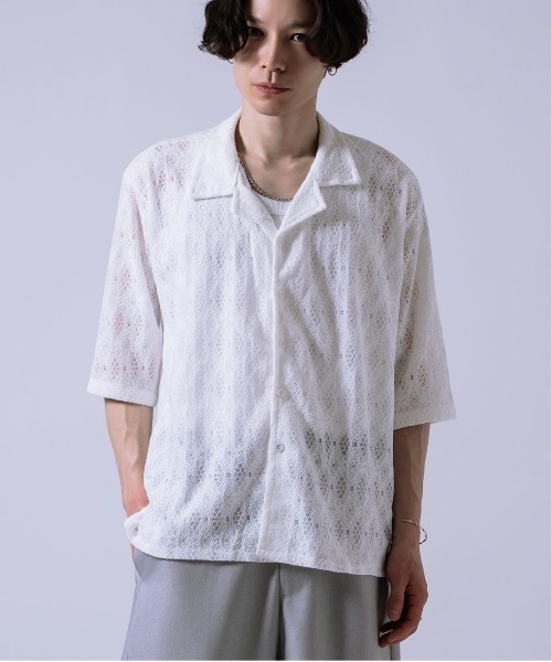 Crownor(クラウノアー)の「レース編み シャツ(シャツ/ブラウス・メンズ・ブラック/ホワイト・LARGE/MEDIUM)」の6枚目の写真