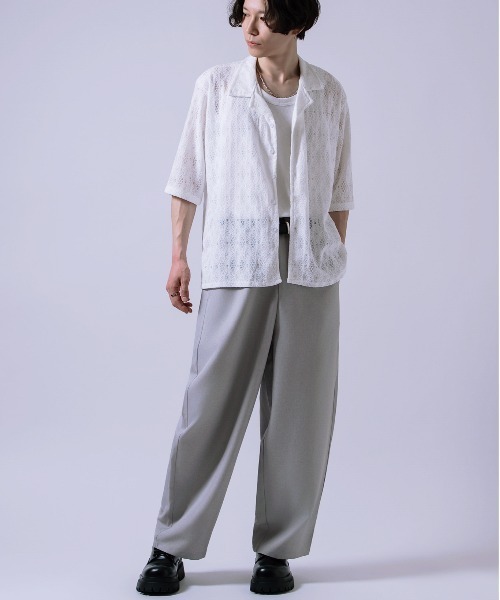 Crownor(クラウノアー)の「レース編み シャツ(シャツ/ブラウス・メンズ・ブラック/ホワイト・LARGE/MEDIUM)」の7枚目の写真